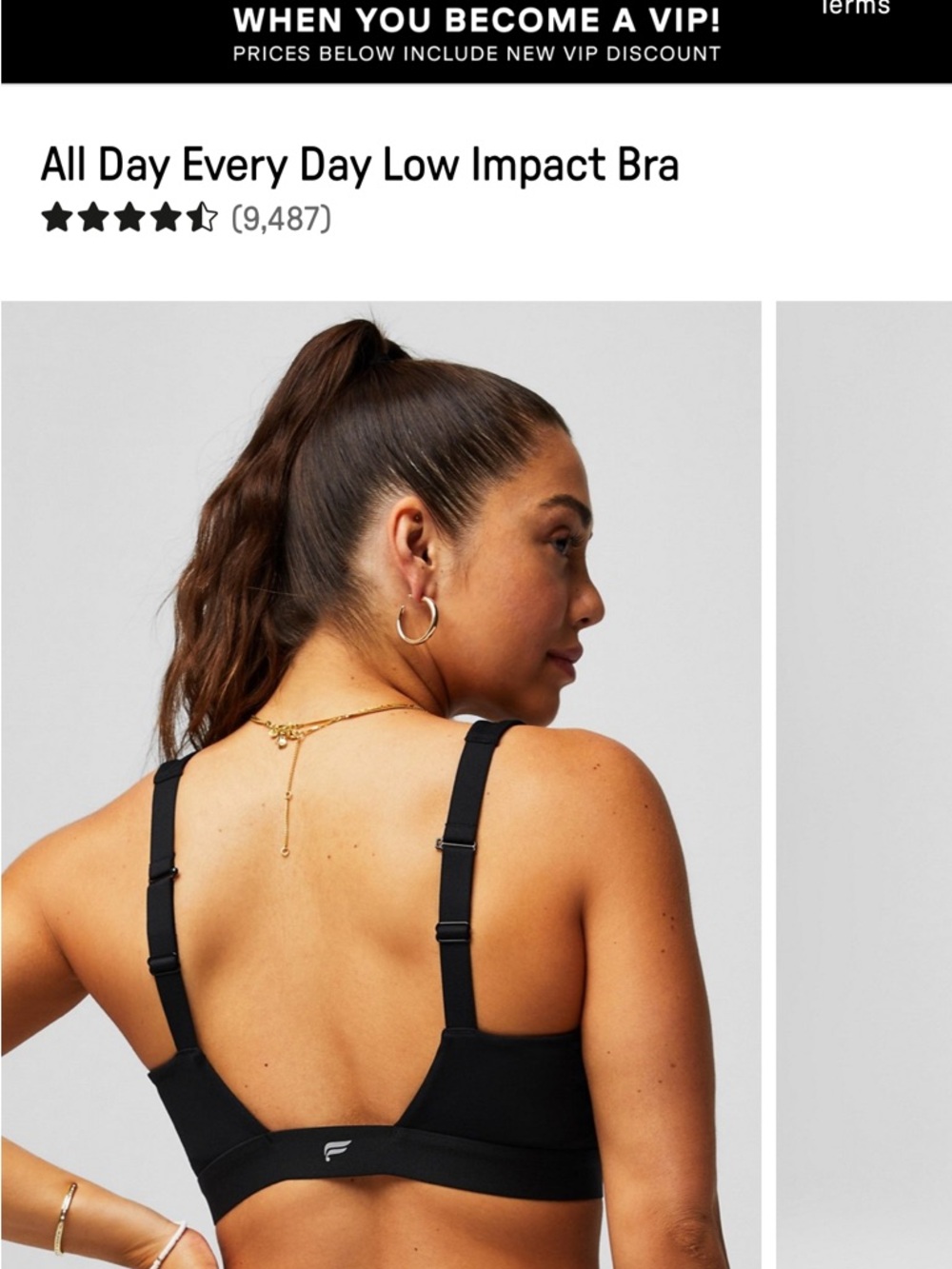 Fabletics Black V-Neck Low Impact Sports Bra - Picture 3 of 8